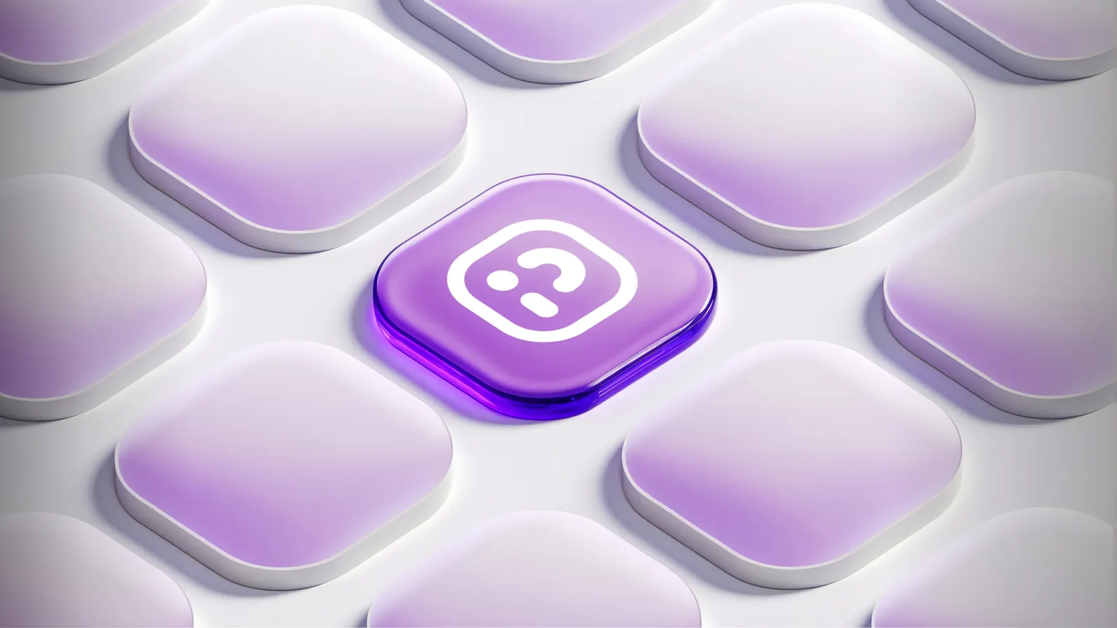 Positron's purple app-icon key, rendered as a 3D button